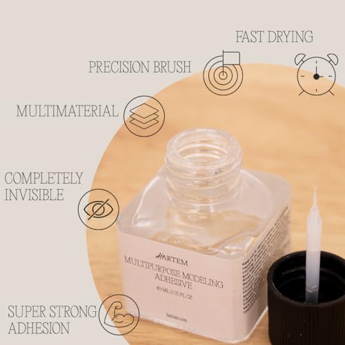 Fast‑Drying Clear Glue with Brush Applicator - Multi‑Purpose Adhesive for Crafts, Plastic, Miniatures & Repairs (1.35 fl oz)