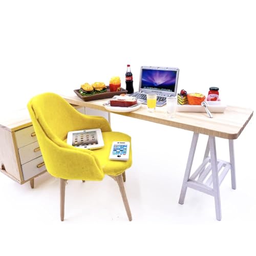 20Pcs Miniature Laptop Computer Tablet Toy Phone Pad and Hamburger Fries Cola Fast Food Cake Coffee Juice Fits Doll Accessories Scale Dollhouse Playsets Girl Mini Drink Food Party