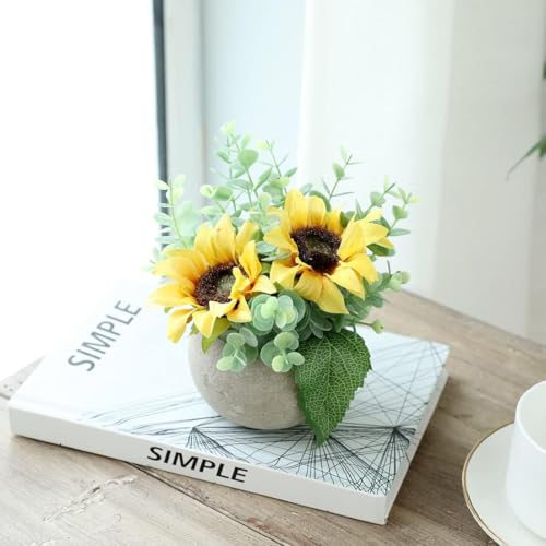 Yellow Small Artificial Rose Potted Plant, 2Pcs Mini Faux Floral Decor - color: 2pcs Yellow