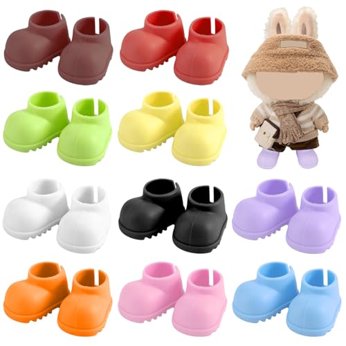 10 Pairs 17cm Doll Shoes,Silicone Mini Shoes,Vibrant Color Mini Boots 6.7in Doll Accessories