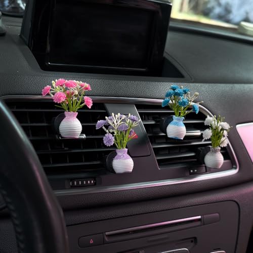 Set of 4 Cute Flower Bouquet Car Air Freshener Vent Clips, Mini Artificial Flowers for Car Air Vent Decoration, Auto Interior Dashboard Ornament Accessories (Gypsophila 02#) - color: Gypsophila 02#