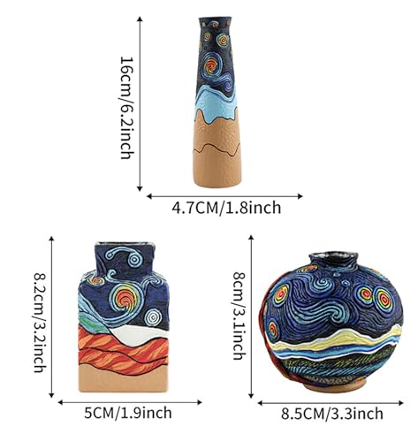 Colorful Abstract Resin Flower Pots Van Gogh Starry Night Unique Plant Pots - color: 3pcs Starry Night
