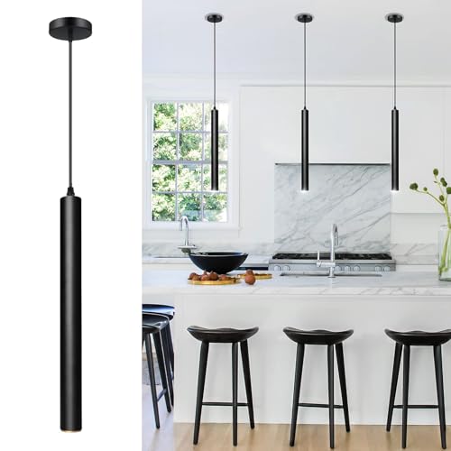 OKELI Modern Pendant Lights 4000K LED Dimmable Pendant Light Fixtures Pendant Lighting for Kitchen Island,Bar,Bedroom, 15.7inch, 10W, ETL, 1Pack - color: Black-Dimmable-1p, size: 15.7inch-1p