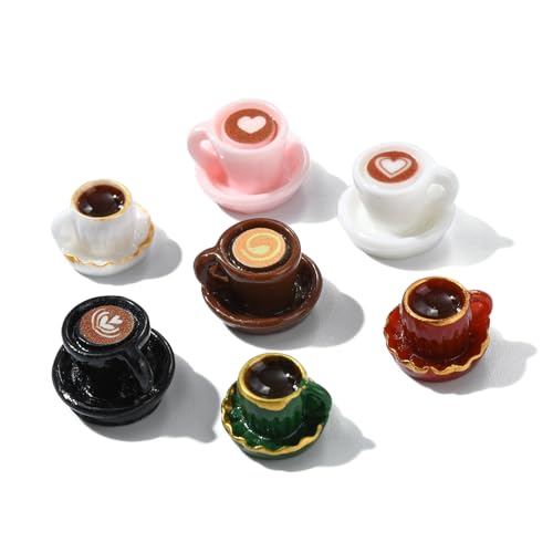Stiesy 35 Pcs Afternoon Tea Beverages Miniature SetsCoffee Cup Black Tea Figurines Tiny Resin Mug Ornaments for Micro Landscape Desktop Display - color: Coffee Cup/Tea Cup-35pcs