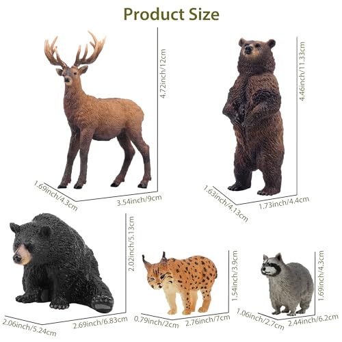 Toymany 12PCS Realistic North American Forest Animal Figurines Jungle Zoo - style: North American Animals