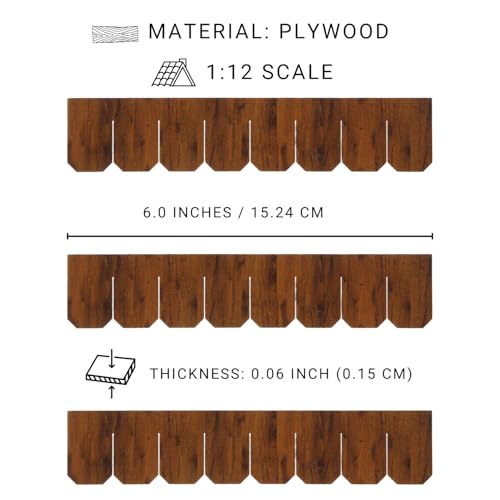 Miniature Roof Shingle Strips for 1:12 Scale Dollhouse Roofing - color: Warm Brown Wood