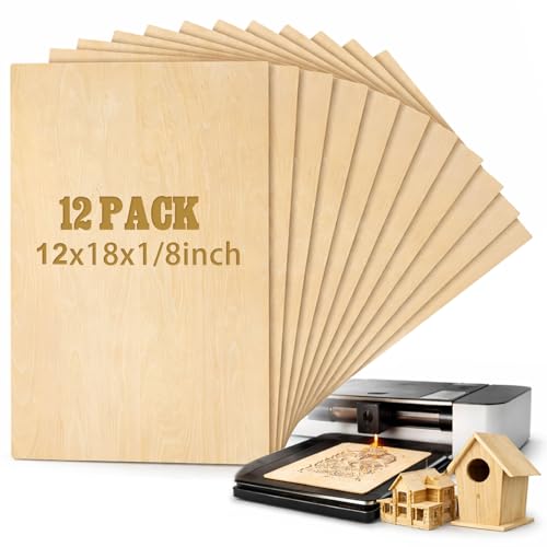 Juexica 12 Pcs 12" X 18"X 1/8" Basswood Plywood Sheets for Laser Cutting - size: 12" X 18" X 1/8"