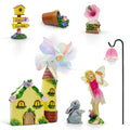DONABELA Fairy Garden Kit Pink Mini Windmill House Decor Set Rabbit Flower Pot Supplies Signpost CD Player Resin Figurines Accessories Gift Indoor Outdoor Yard - style: Windmill house