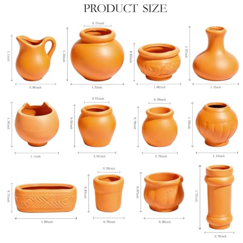 ONEST 12 Pieces Miniature Tiny Clay Pots Mini Flower Pottery Planter for DIY Garden Plants Office Home Decoration - color: 12 Pieces Mix