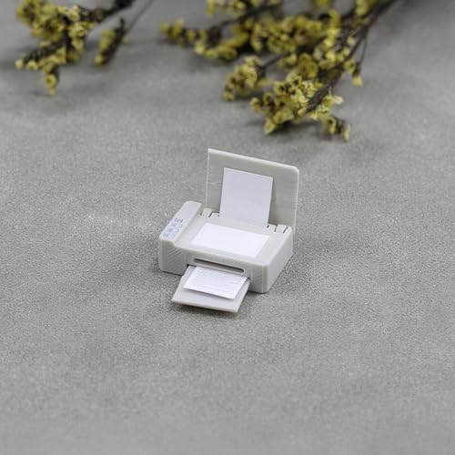 Miniature Printer (Choice of Black/Grey): 1:12 Scale Model for Dollhouse Office, Study, Modern Diorama, IT Workspace, Classroom, Desktop Collector Display (Light Gray) - color: Light Gray