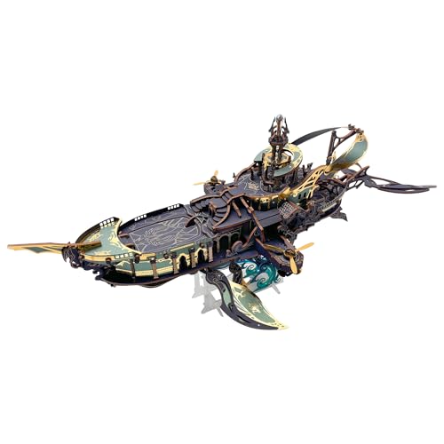 3D Wooden Puzzle for Adults Whale Spaceship DIY Dollhouse Kit - color: Starlight Blue