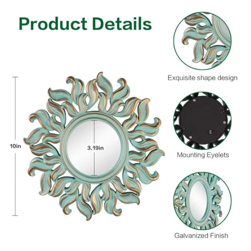 Decorative Wall Mirror, Round Green Mirror, 10 x 10in - color: Green