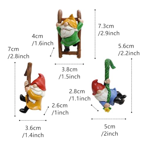 3 PCS Climbing Gnomes Tree Faces Decor Outdoor for Yard, Gnomes Statue, Outdoor Fairy Garden Resin Crafts, Flower Pot Landscape Dwarf, Micro Landscape Pendant Ornaments (3 PCS)