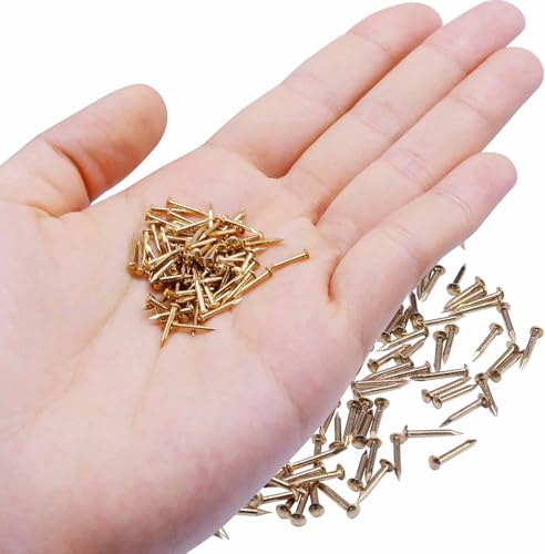 Tiny Wooden Nails for DIY Craft Projects, Antique Drawer Repairing, Mini Boxes Decorative Accessories[Set of 200pcs] (1×10mm, Gold) - color: Gold, style: 1*10mm