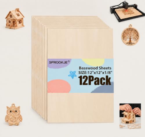 Basswood Sheets 12"x12"x1/8", 12 Pack - color: 12 Pack, size: 12"x12"