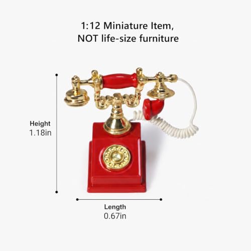 Dollhouse Miniatures 1 12 Scale Vintage Telephone Desk Accessories Decor - color: Red