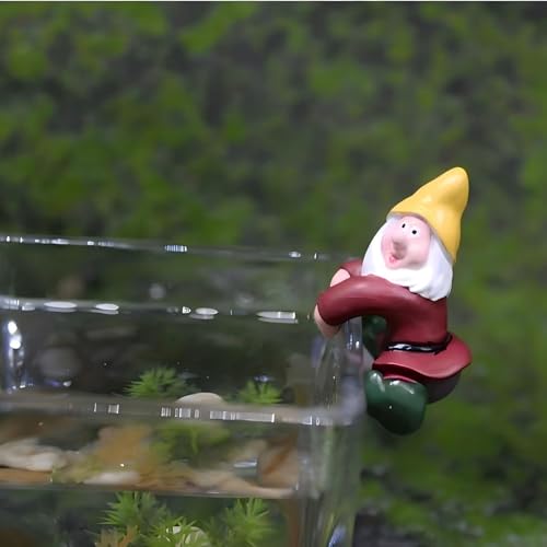 Mini Resin Gnome Figurines for Decor, Cute Climbing Garden Gnomes for Flower Pots, Planters, Fish Tank, Pencil Holder Edge Hanging, Desk, Shelf, Funny Small Ornament Gift (Set of 2) - style: Climbing Gnomes