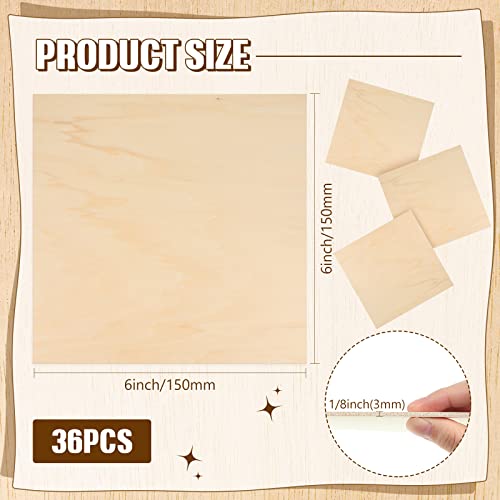 Riakrum Basswood Sheets Plywood Board Unfinished Wood Boards for Crafts for DIY Laser Projects Architectural Mini House Building Hobby Model Making(6 x 6 x 1/8 Inch,36) - size: 6 x 6 x 1/8 Inch