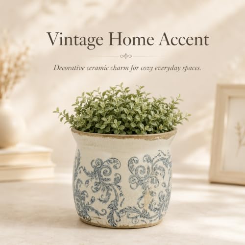 Doysayes Vintage Ceramic Flower Pot for Indoor Plant with Drainage Hole - color: Gray