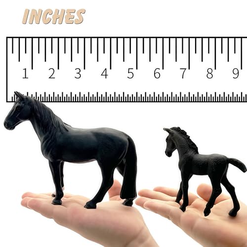 Gemini&Genius Horses Toy for Kids, Horse Farm Animal Stallion with Cub Toys - color: C-black Horses