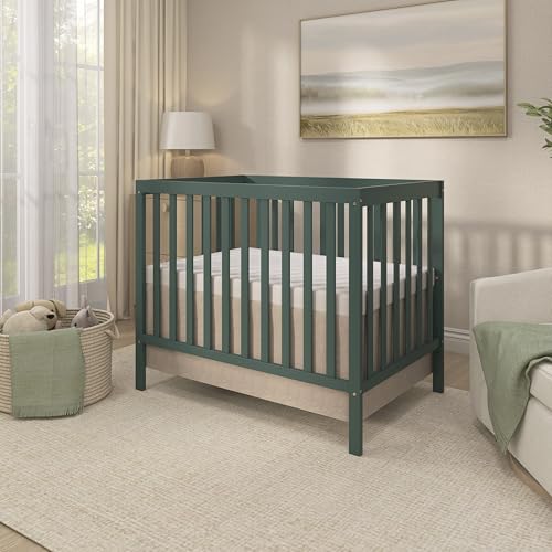 Dream On Me Synergy 4-in-1 Convertible Mini Crib, Small Crib, Olive - color: Olive