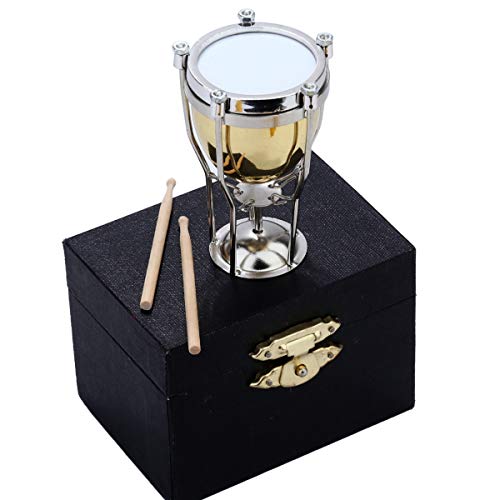 Miniature Timpani Replica with Case Collectible Tabletop Sculpture Ornament - color: Timpani