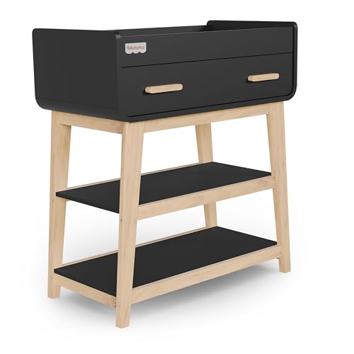 Dream On Me Fisher-Price Baby Changing Table, Matte Black Vintage Oak - color: Matte Black Vintage Oak