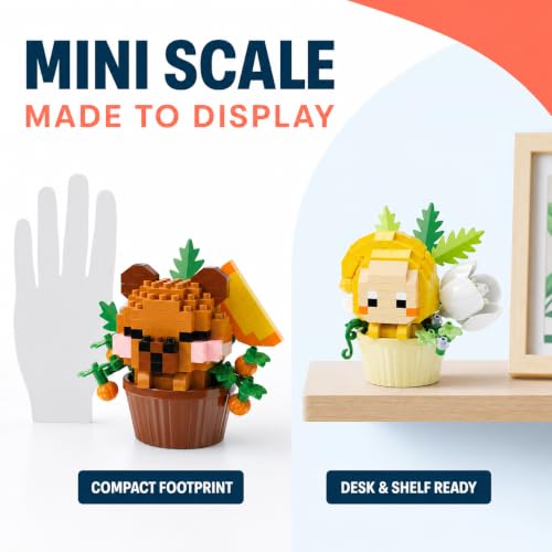 12 Pac Mini Building Block Flower Pot Set for Desk and Shelf Decor