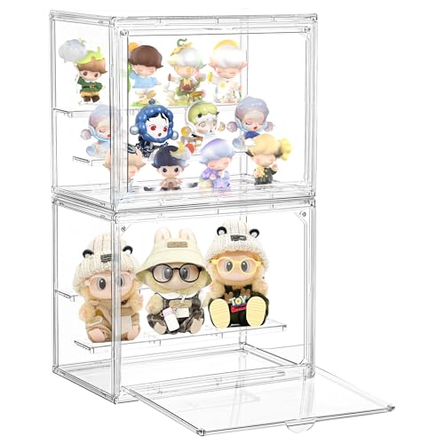 Acrylic Display Case for Collectibles 3 Tier,Small Clear Display Box 2pack - size: S-2pack
