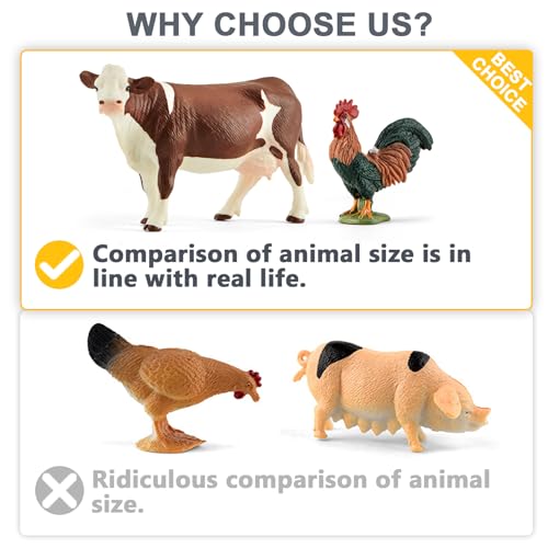 Divwa 15 Pcs Farm Animal Toy for Kid, Plastic Toy Farm Animal Figure Set Playset Including Cow Horse Goat Sheep Pig Donkey Goose Duck Turkey Chicken Dog Cat Rabbit for Kid Age 3-5 5-7