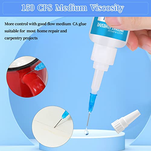 Medium CA Glue Adhesive for Metal and Stones - Quick Dry Model Adhesive With Precision Microtips Applicators for Jewelry Making, Repairing Ceramic, Hobby Crafts