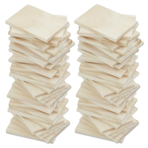 30 PCS 2.5 x 3.5 Inch Wooden Squares for Crafts 1/4 Inch Thick - size: 2.5 x 3.5 inch