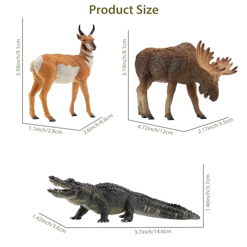Toymany 12PCS Realistic North American Forest Animal Figurines Jungle Zoo - style: North American Animals