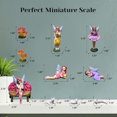 Fairy Garden Accessories Outdoor Set 11Pcs, Miniature Fairies for Fairy Garden with Fox Statues & Mushrooms Figurines - Ornament Outdoor Decor for Terrarium, Patio & Gifts
