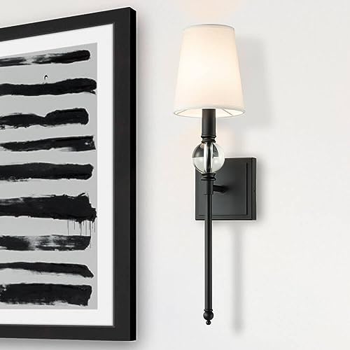 XiNBEi Lighting Black Bathroom Sconces Set of 2 with Crystal Ball Accent - color: Matte Black