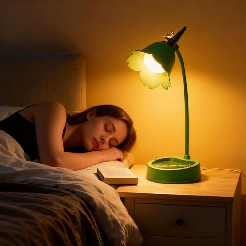 magical JD LED Desk Lamp Cordless Table Light Adjustable Gooseneck Dimmable Touch Rechargeable Battery Eye-Caring Night Light for Kids,Mini Cute Lamp for College Dorm Bedroom Reading - color: Green