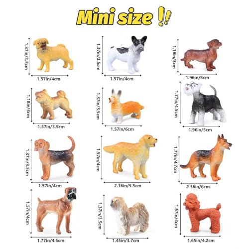 SIENON 12PCS Realistic Mini Dog Figures Pet Toys - size: 12 Pieces Miniature Dog Figures