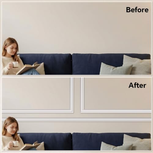 118 x 2.36 Inch Peel and Stick Molding Chair Rail Panel,White - color: White, size: 118 Inch X 2.36 in, style: Stylish