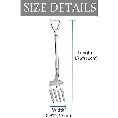 Comicfs 10 Pcs 4.7 Inches Silver Shovel Shape Fruit Forks Cocktail Sticks Set, Stainless Steel Mini Salad Forks Appetizer Cake Dessert Forks Party Supplies (10 Fork, Silver) - color: 10 Pcs Forks-Silver, size: 10 Pcs