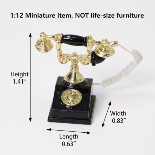 Dollhouse Miniatures 1 12 Scale Vintage Telephone Desk Accessories Decor - color: Black