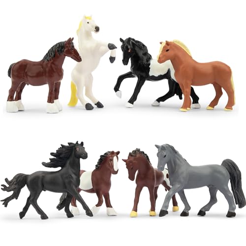 Toymany 12PCS 2-3" Tiny Horse Figurines Toy Set, Plastic Pony Small Foal Figures, Birthday Gift Cupcake Horse Cake Topper for Kids Toddlers - style: C-Horses