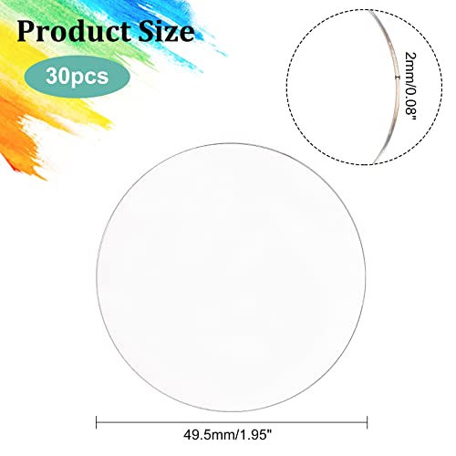 FINGERINSPIRE 30 Pcs Clear Circles Acrylic Sheet 2 inch Clear Acrylic Discs - color: 2 Inch
