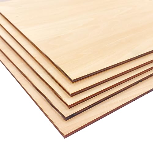 5 Pack Unfinished Basswood Sheet 12x16x3/16 Inch Thick Plywood Board Wooden Rectangle Panels for Lasercuting Burning DIY Crafts