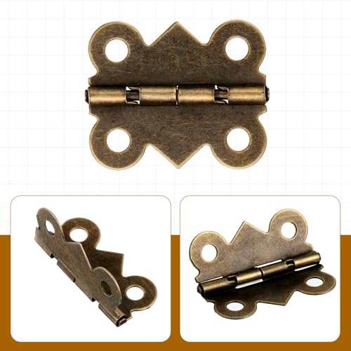 Screws Small Hinges for Crafts 20 PCS Antique Bronze Butterfly-Hinges with 80 Pcs Jewelry Box Hinges, Small Hinge for Wooden Box Mini Metal Hing for Cabinet Crafts Wooden Jewelry Boxs (25 x 20mm)