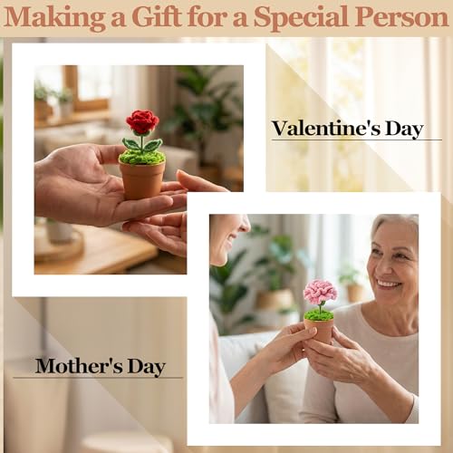 20 Sets Mini Knit Plants DIY Craft Pots, Plastic Flower Pot for Croche - color: Brown