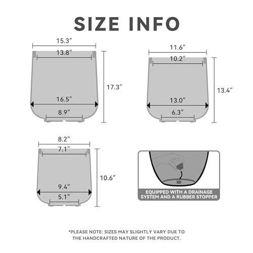 Kante Set of 3 White Concrete Curved Planters 16.5" 13" 9.4" Dia - color: Pure White, size: Set of 3: 15.3" + 11.6" + 8.2" D