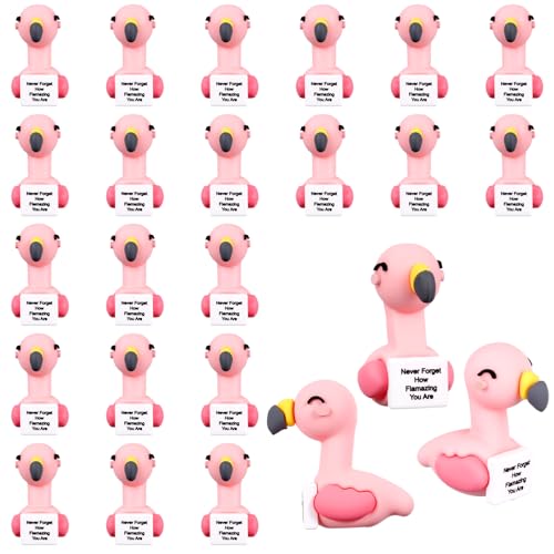 Gejoy 25 Pcs Mini Rubber Flamingo Toys Positive Mini Flamingos Figures - style: Flamingo