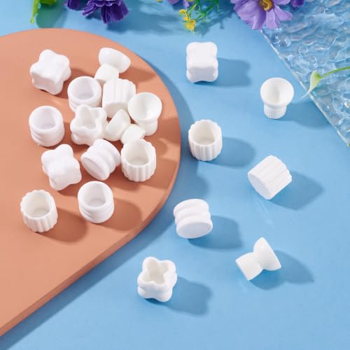 20Pcs White Mini Flower Vase Ornaments Miniature Flower Bottle Flowerpot Micro Landscape Dollhouse Accessories Pretending Prop Decoration Doll House Small Flower Vase Deco Table Garden Decor - style: White Vase-4 styles