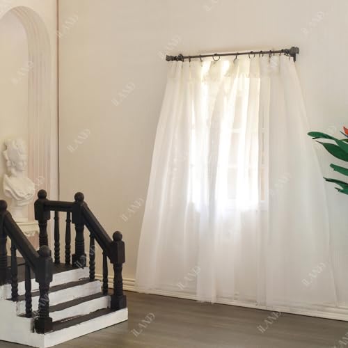 iLAND Miniature Dollhouse Accessories Metal Dollhouse Curtain Rods 2pcs w/Brackets Rings for Easy Install, Modern Black 1/12 Scale Accessories, Exquisite Mini Decor for Doll House Windows - style: Classic Black