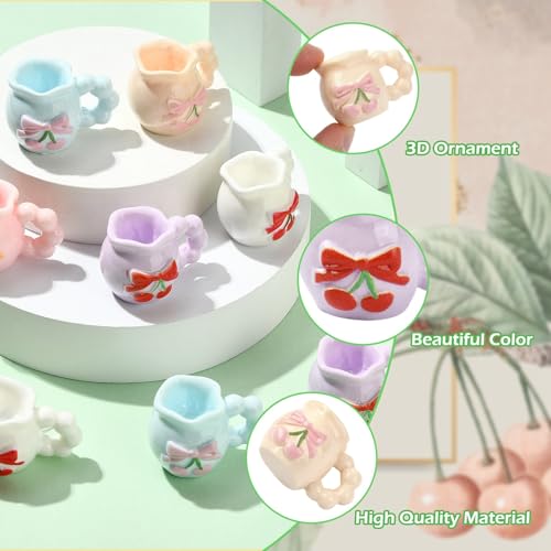 Stiesy 30 Pcs Resin Cherry Blossom Vase Miniature Mini Floral Figurines Decor for Home Office Desk Shelf Display Accessories - color: Vase-24pcs